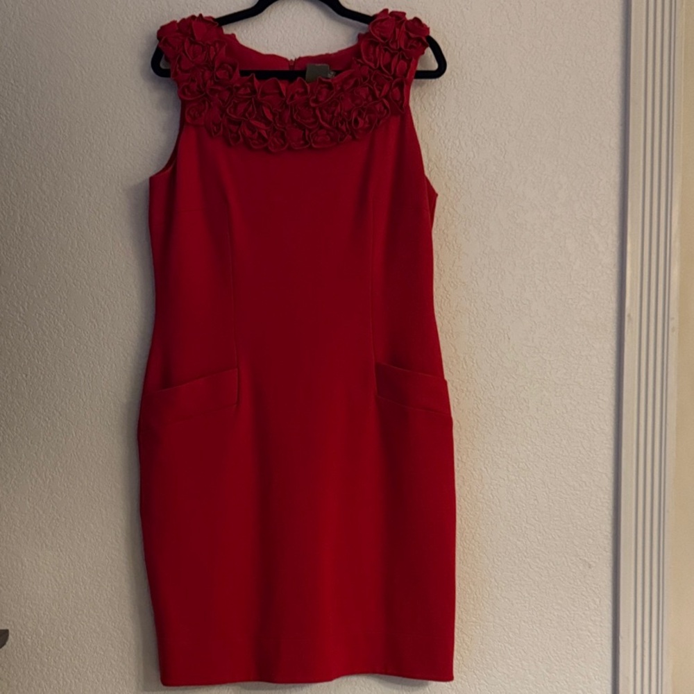 Taylor Red Floral Neckline Mini Dress